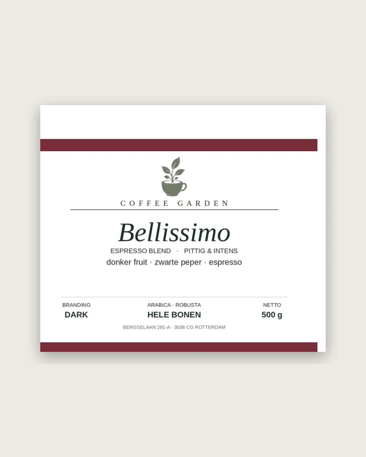 Bellissimo stempelkaart-label