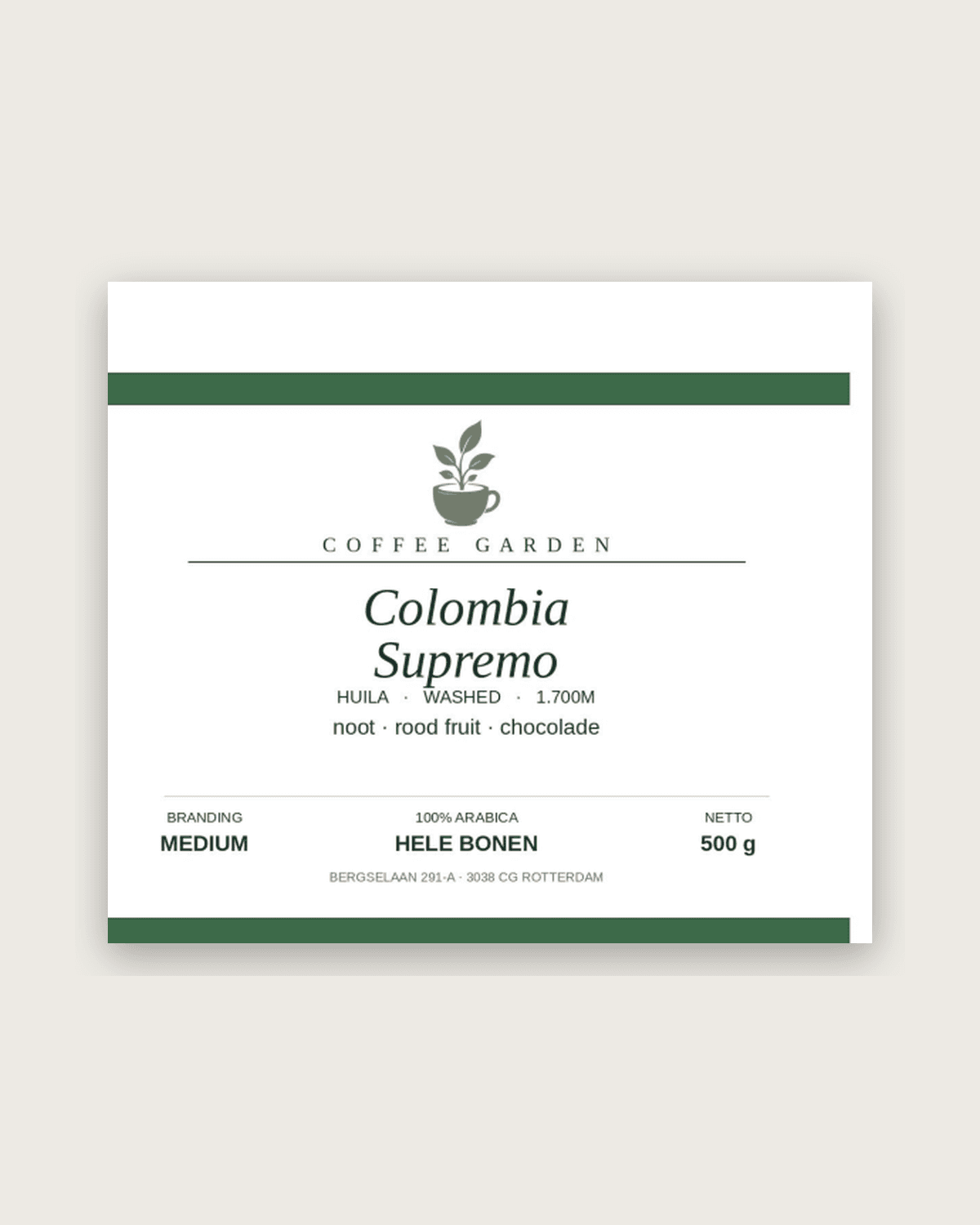 Colombia Supremo stempelkaart-label