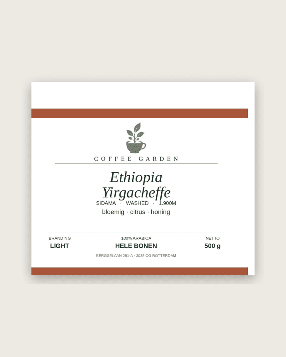 Ethiopia Yirgacheffe stempelkaart-label