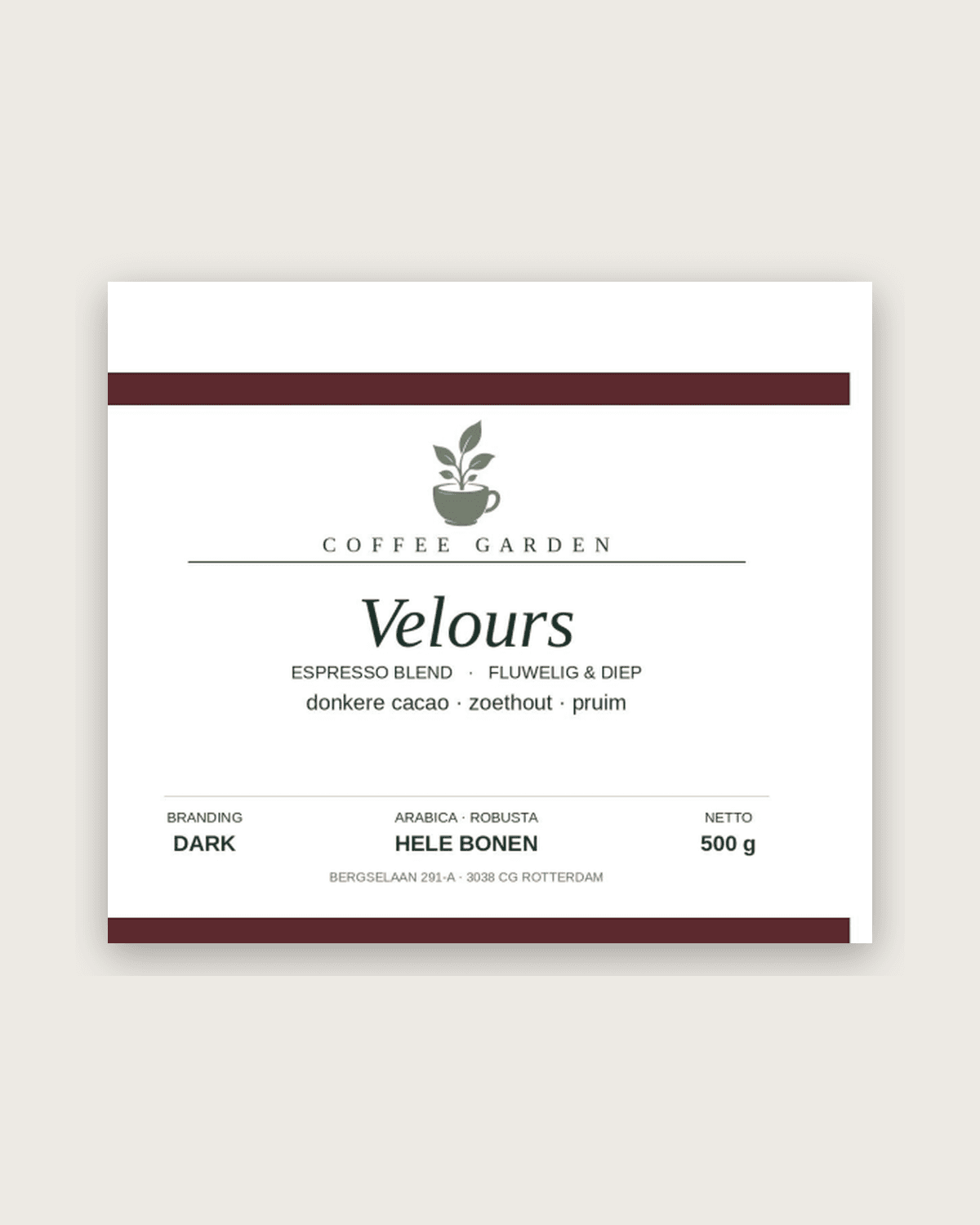 Velours stempelkaart-label